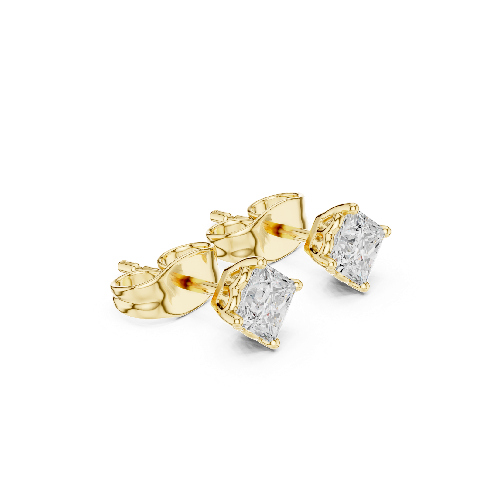 14K Solid Gold Lab Diamond Stud Earrings, Yellow Gold, view 1