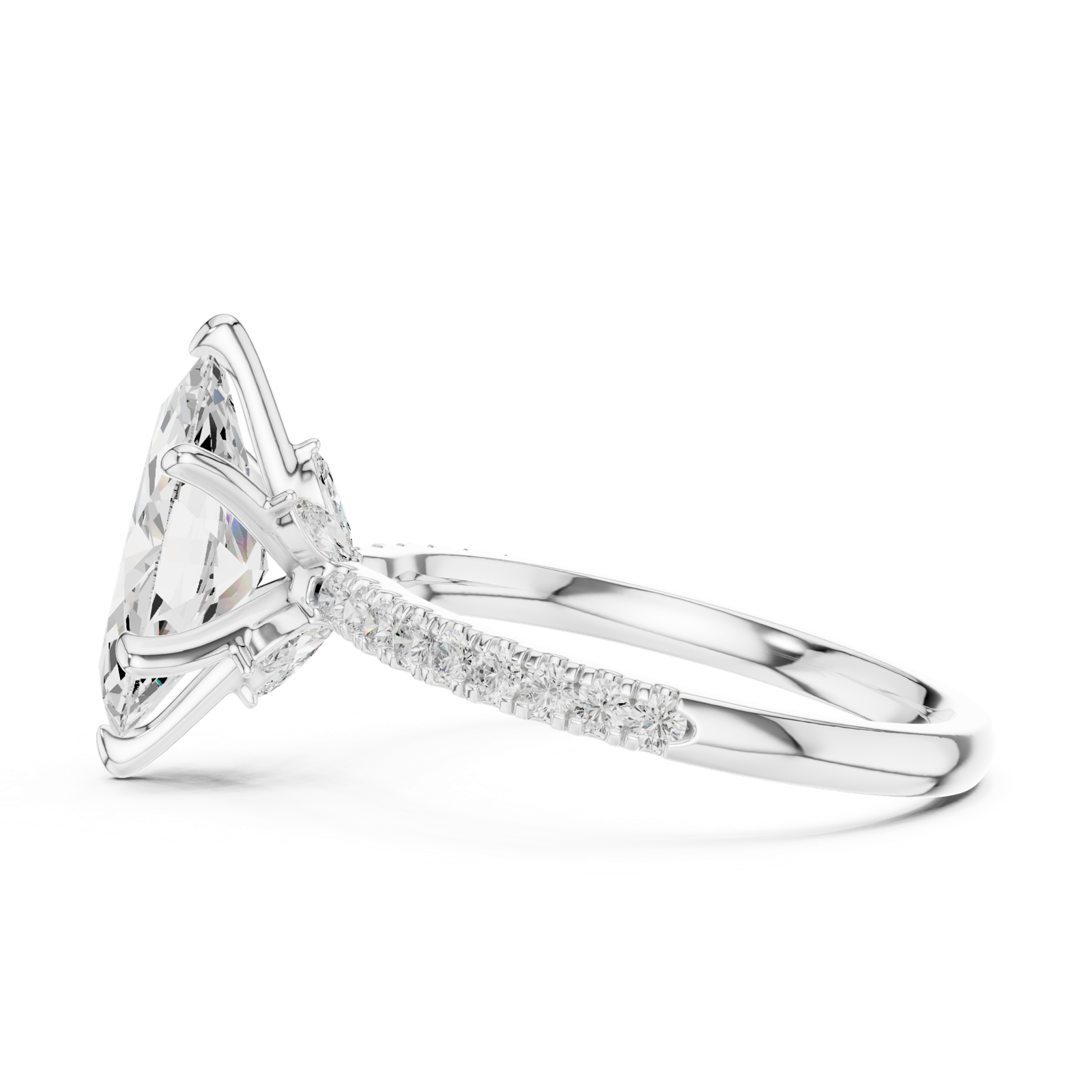 Gold Ring DDLR-256, White Gold, view 3