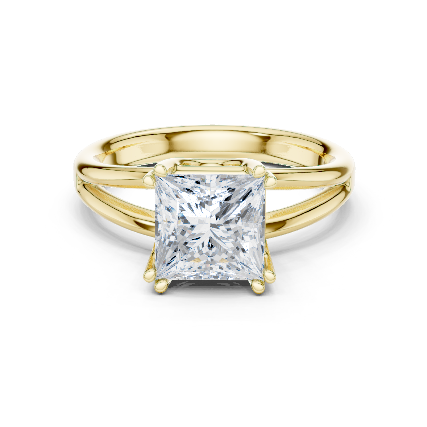 Gold Jewelry L36-7, Princess center stone, Yellow Gold