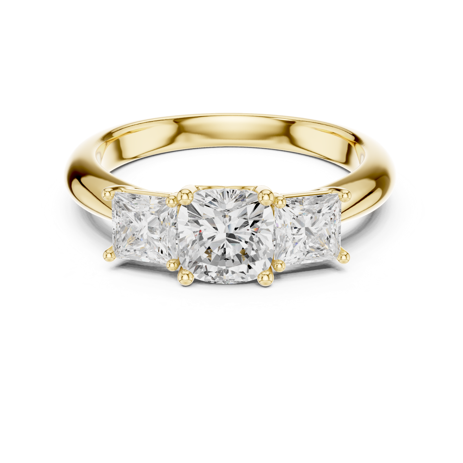 Gold Ring DDLR-044, Cushion center stone, Yellow Gold, view 4
