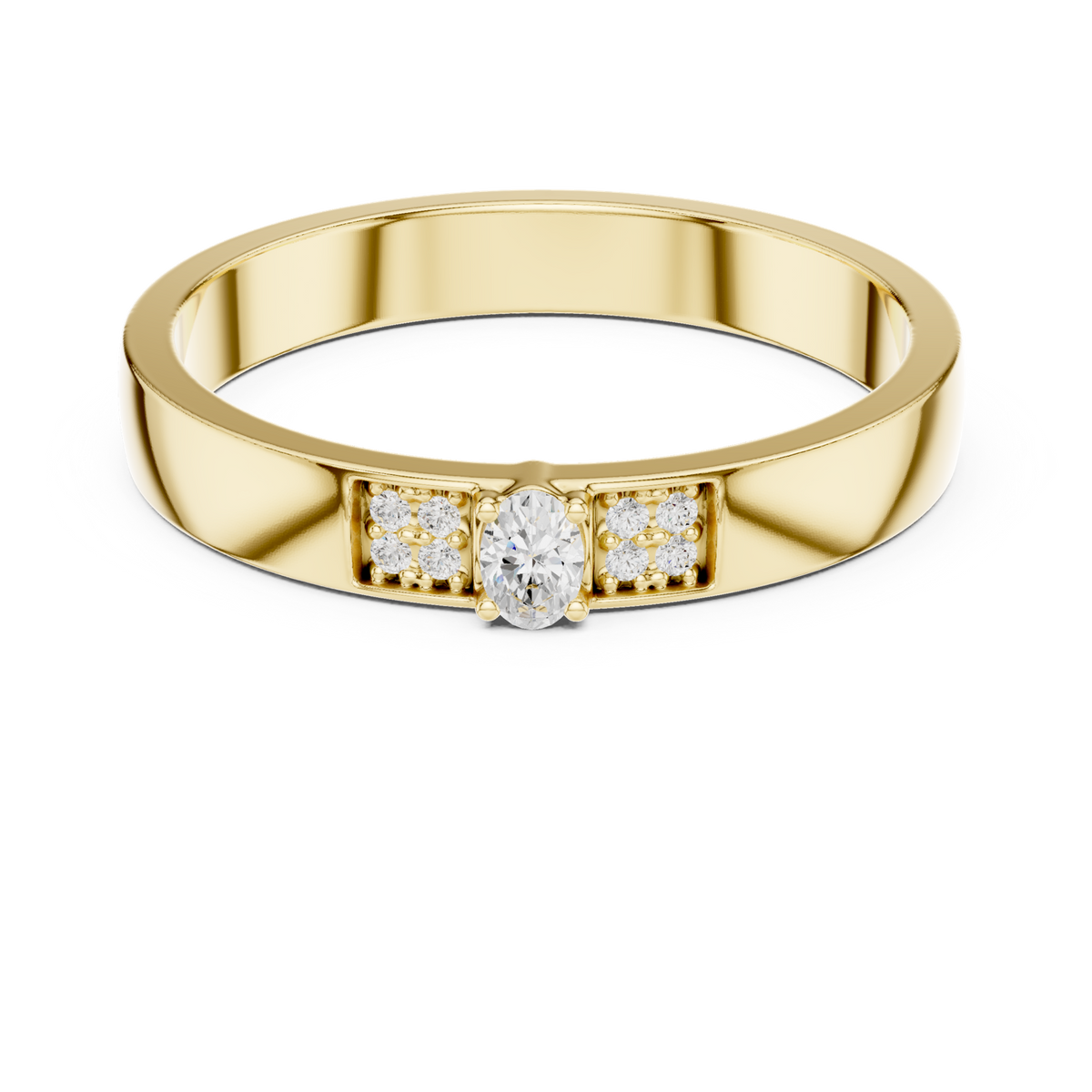 14K Solid Gold Lab Diamond Solitaire Ring, Yellow Gold