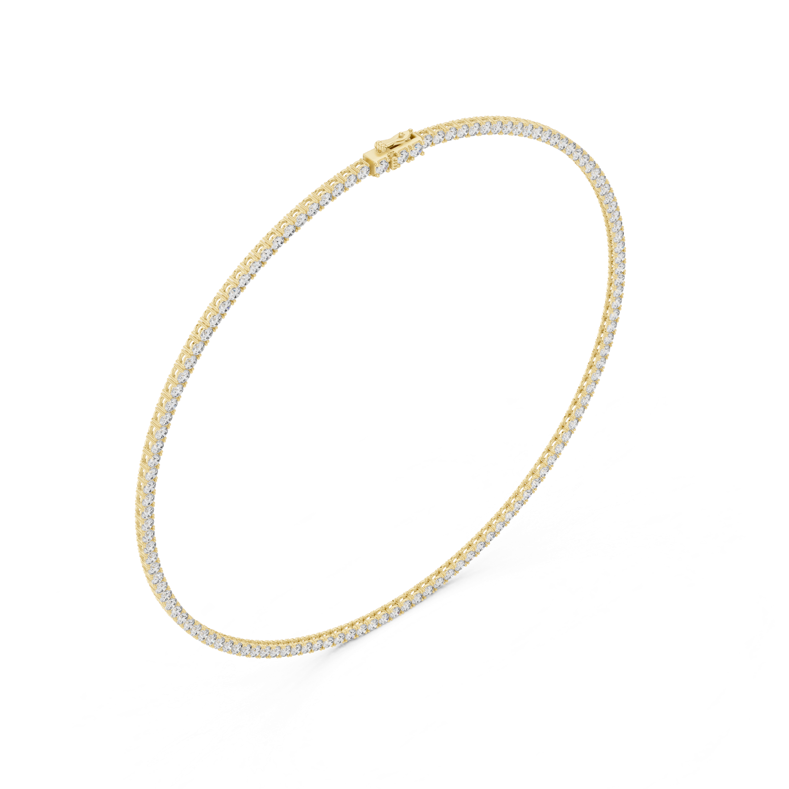 14K Solid Gold Lab Diamond Tennis Necklace, Yellow Gold