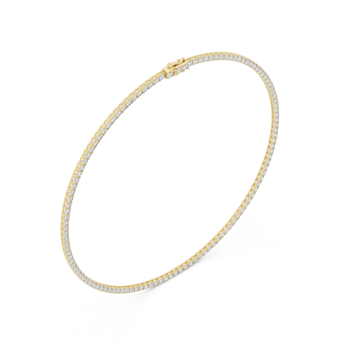 14K Solid Gold Lab Diamond Tennis Necklace, Yellow Gold