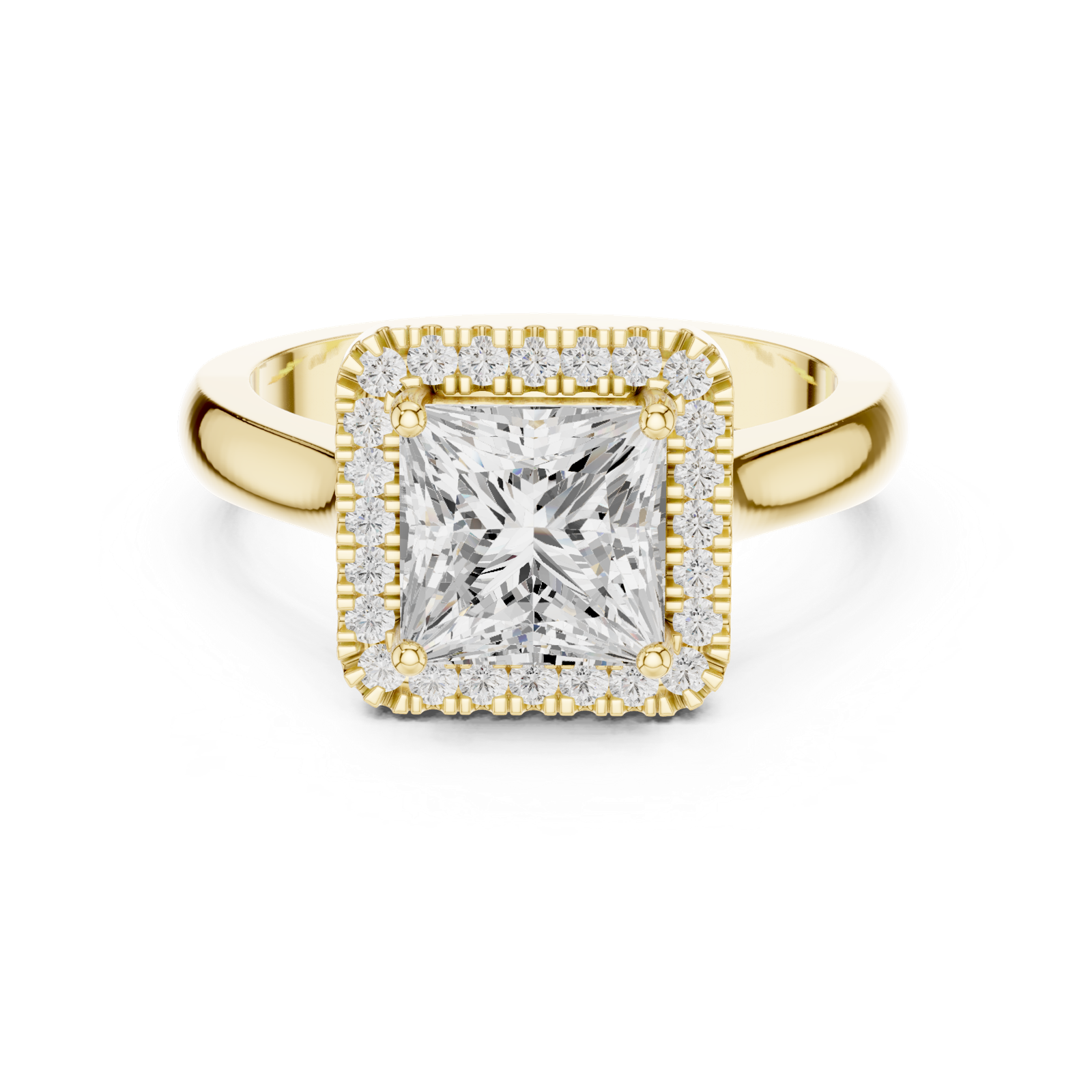 Gold Ring DDLR-338, Princess center stone, Yellow Gold, view 4