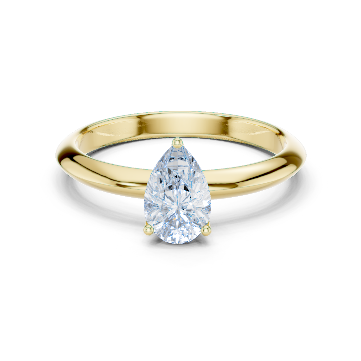 Gold Jewelry L36-6, Pear center stone, Yellow Gold