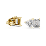 14K Solid Gold Lab Diamond Cluster Earrings, Yellow Gold, view 1