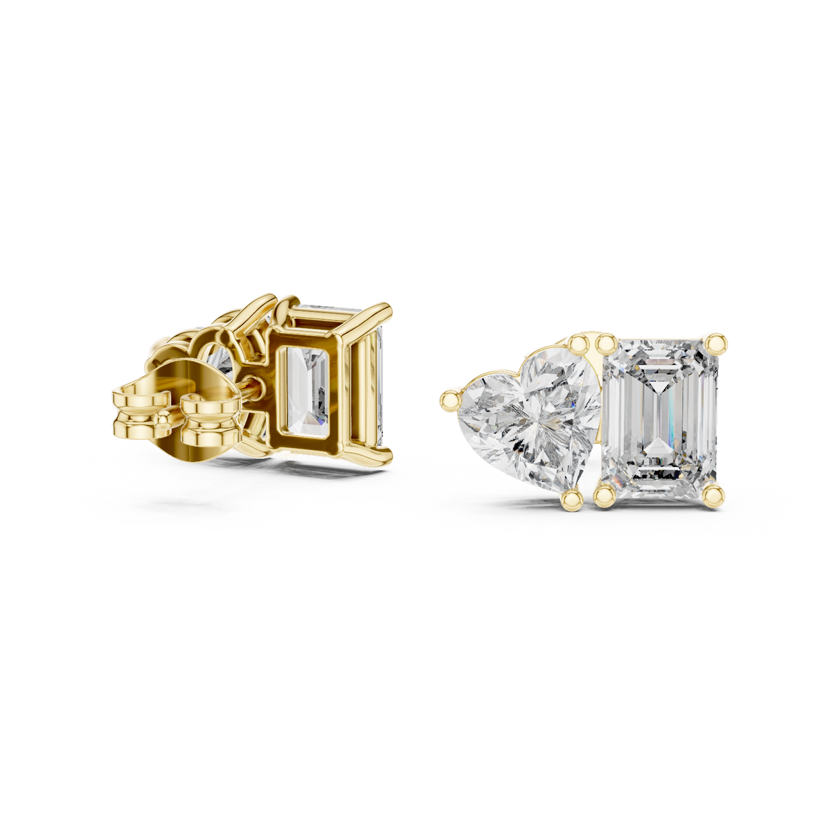14K Solid Gold Lab Diamond Cluster Earrings, Yellow Gold, view 1
