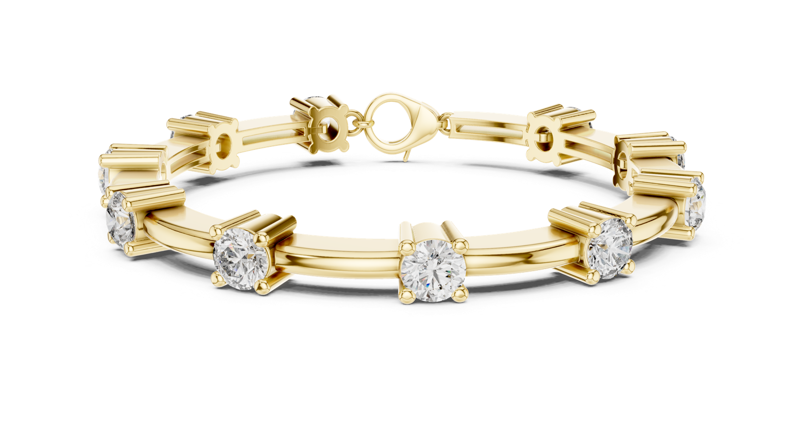 14K Solid Gold Lab Diamond Bracelet, Yellow Gold, view 4