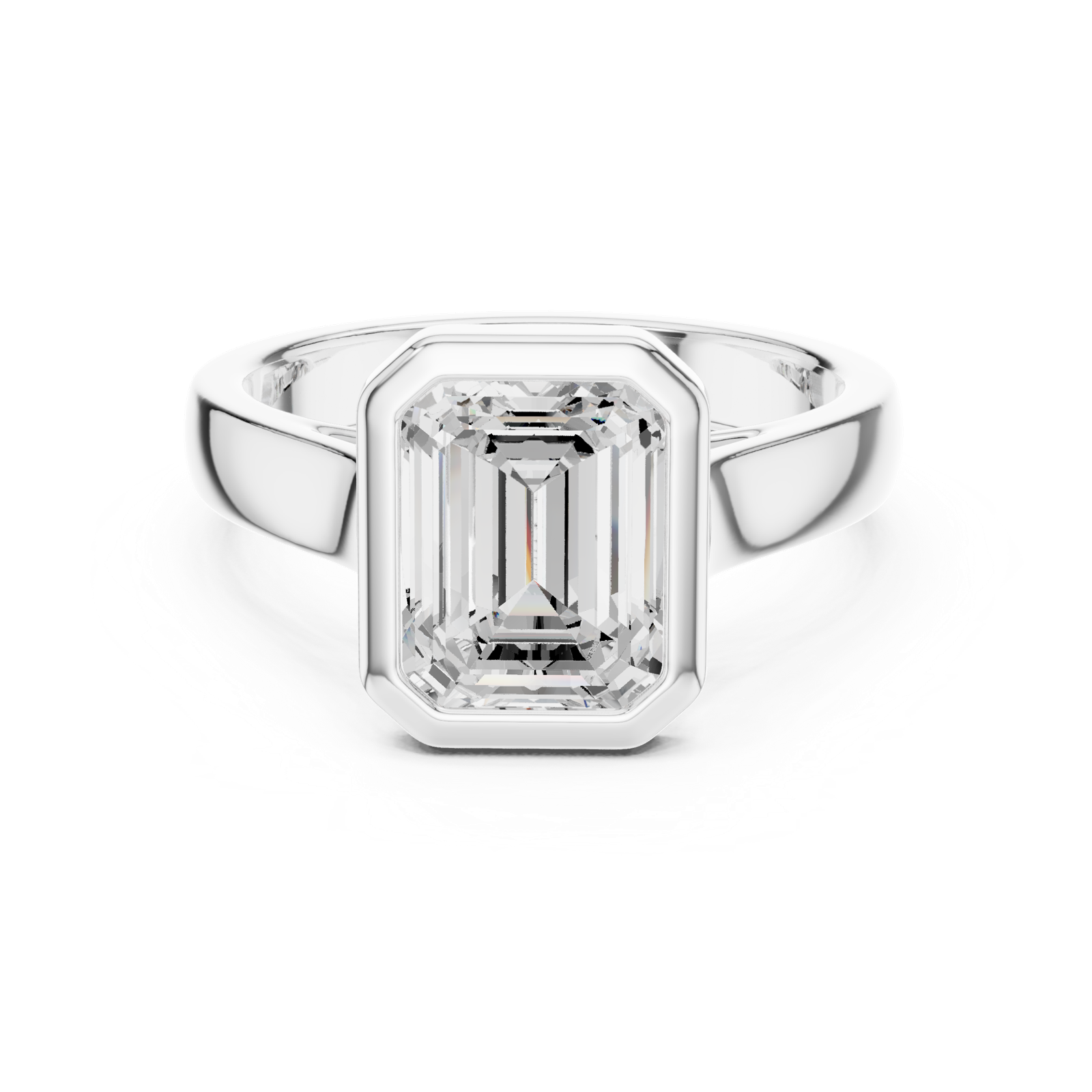 Gold Jewelry L36-3, Emerald center stone, White Gold, view 4