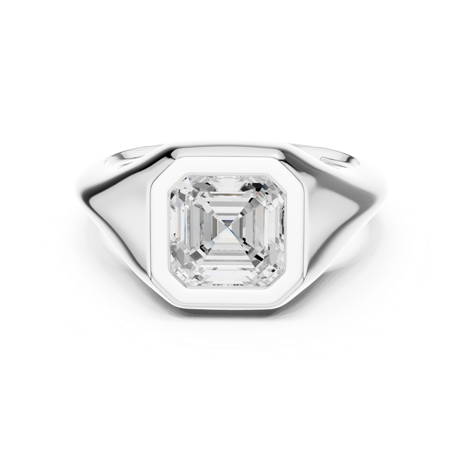 Gold Jewelry L36-4, Asscher center stone, White Gold, view 4