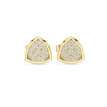 14K Solid Gold Lab Diamond Cluster Earrings, Yellow Gold