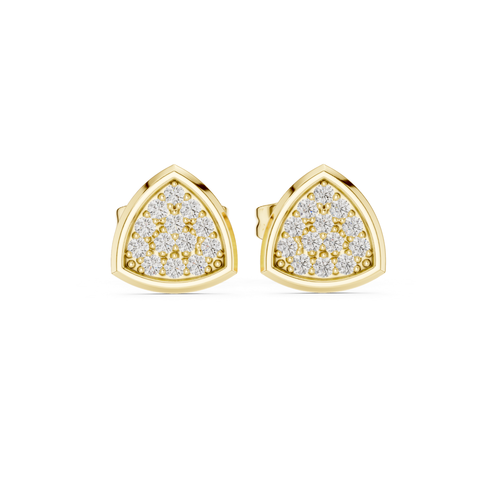 14K Solid Gold Lab Diamond Cluster Earrings, Yellow Gold