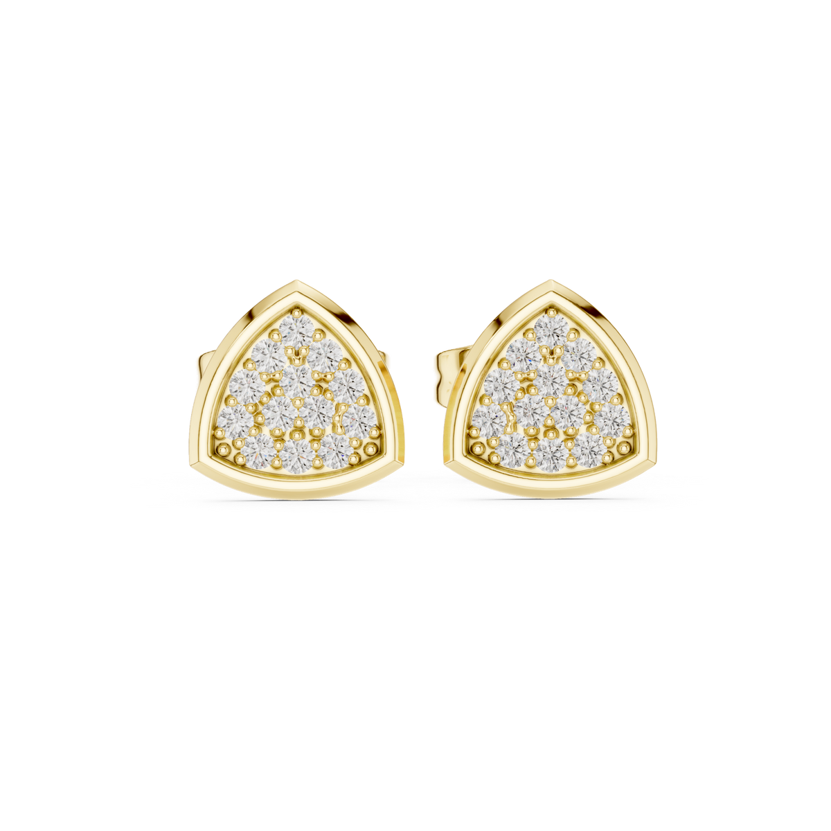 14K Solid Gold Lab Diamond Cluster Earrings, Yellow Gold