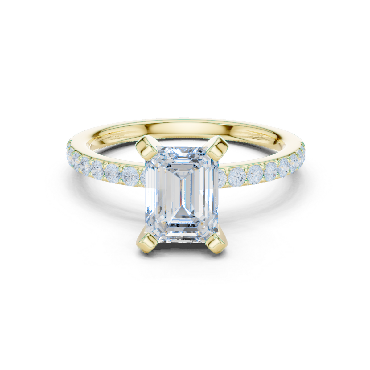14K Solid Gold Lab Diamond Solitaire Ring, Yellow Gold