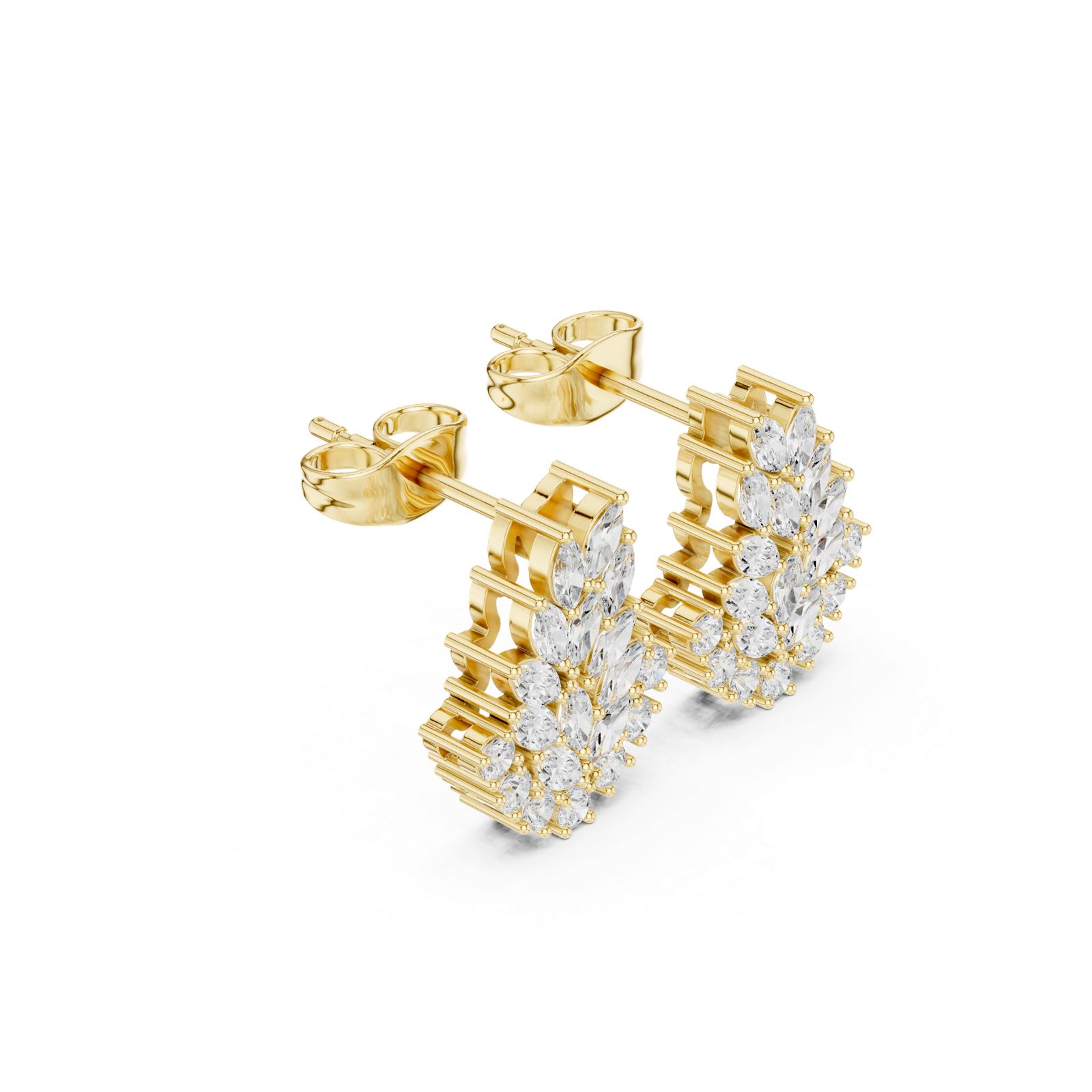 Gold Earrings AGDER-419, Yellow Gold, view 1