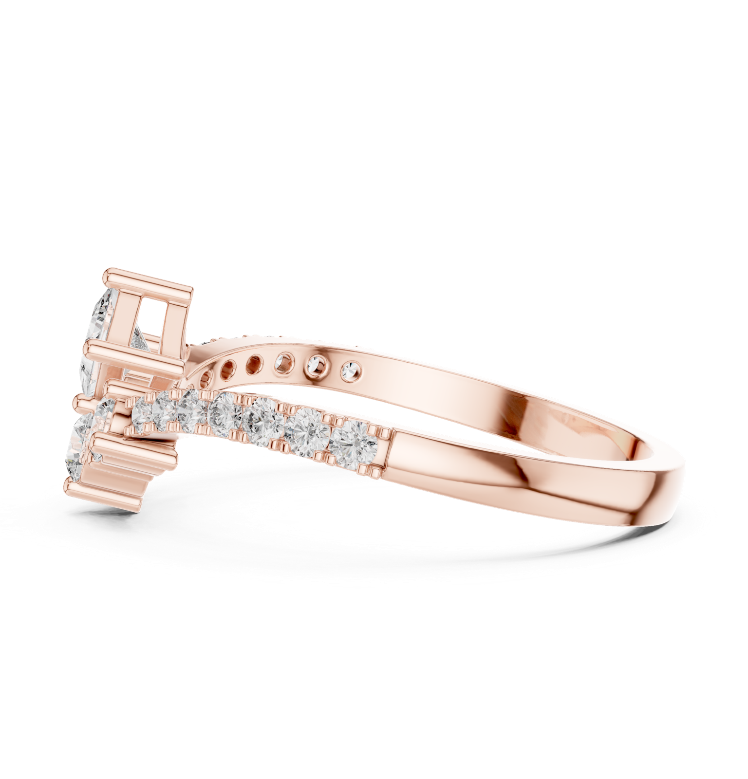 Gold Ring HLR-44, Rose Gold, view 3