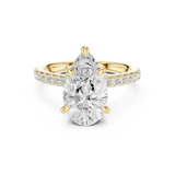 Gold Ring DDLR-250, Pear center stone, Yellow Gold, view 4