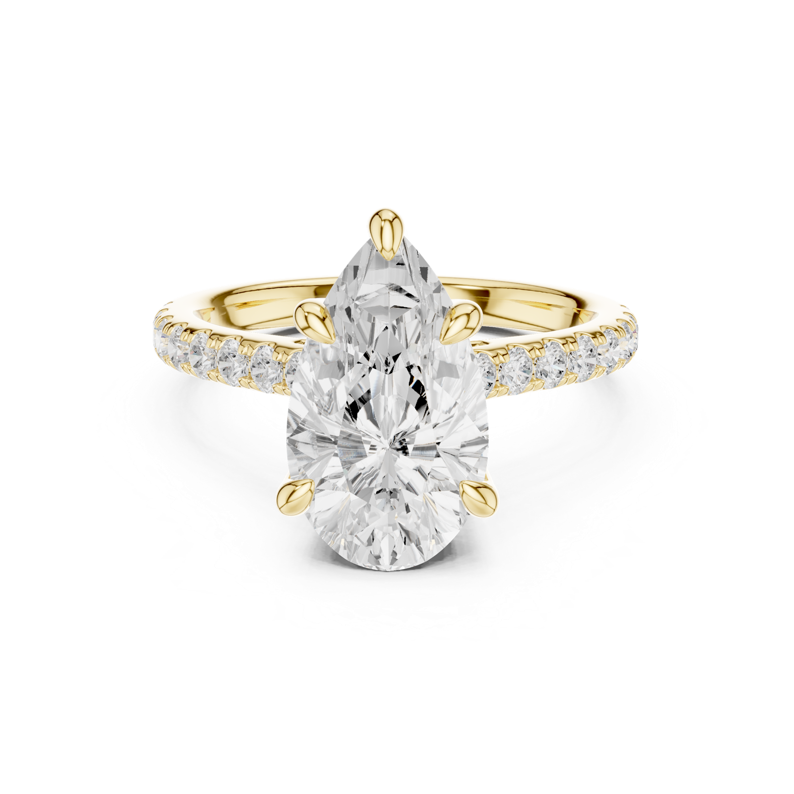 Gold Ring DDLR-250, Pear center stone, Yellow Gold, view 4