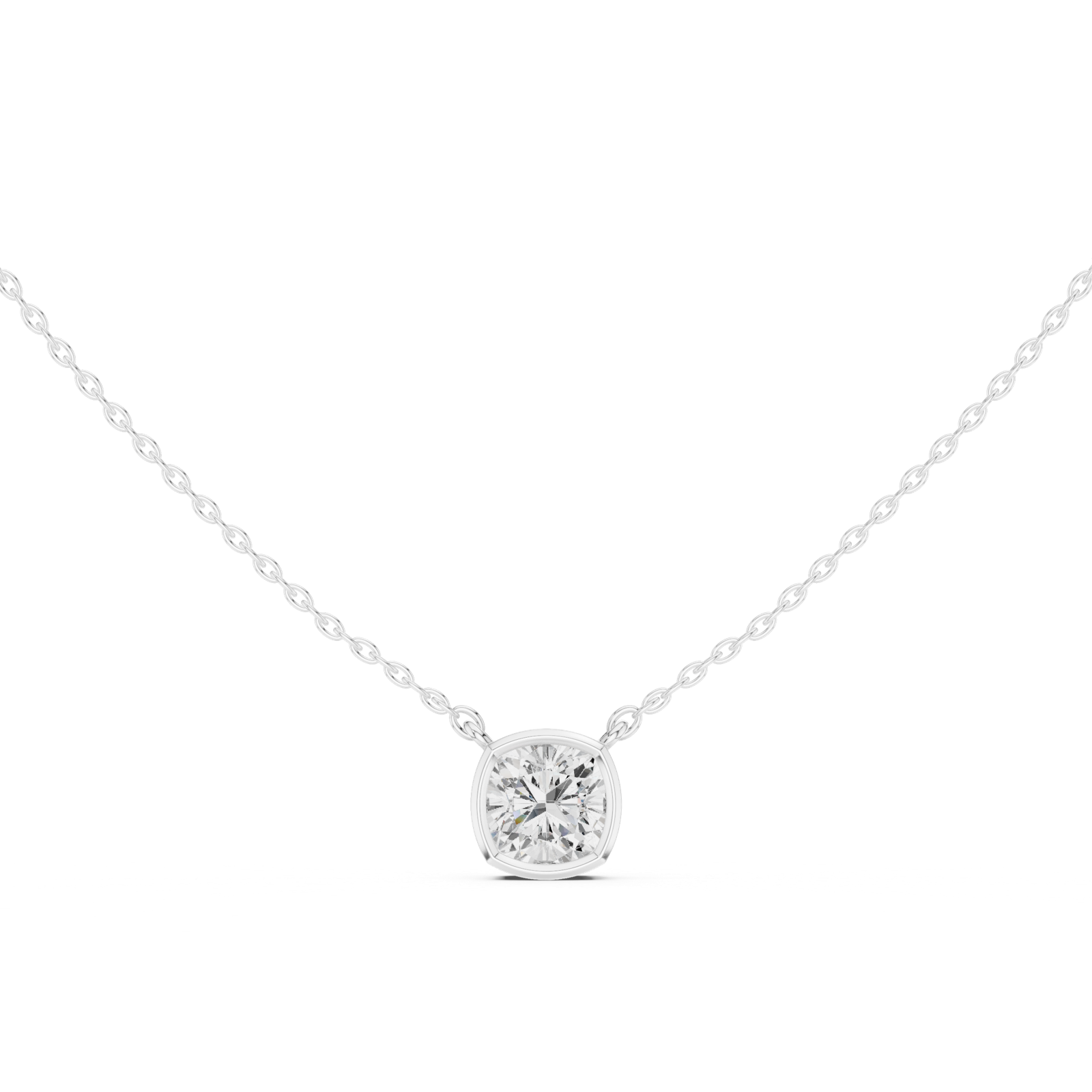 Gold Jewelry, Cushion center stone, White Gold, view 4