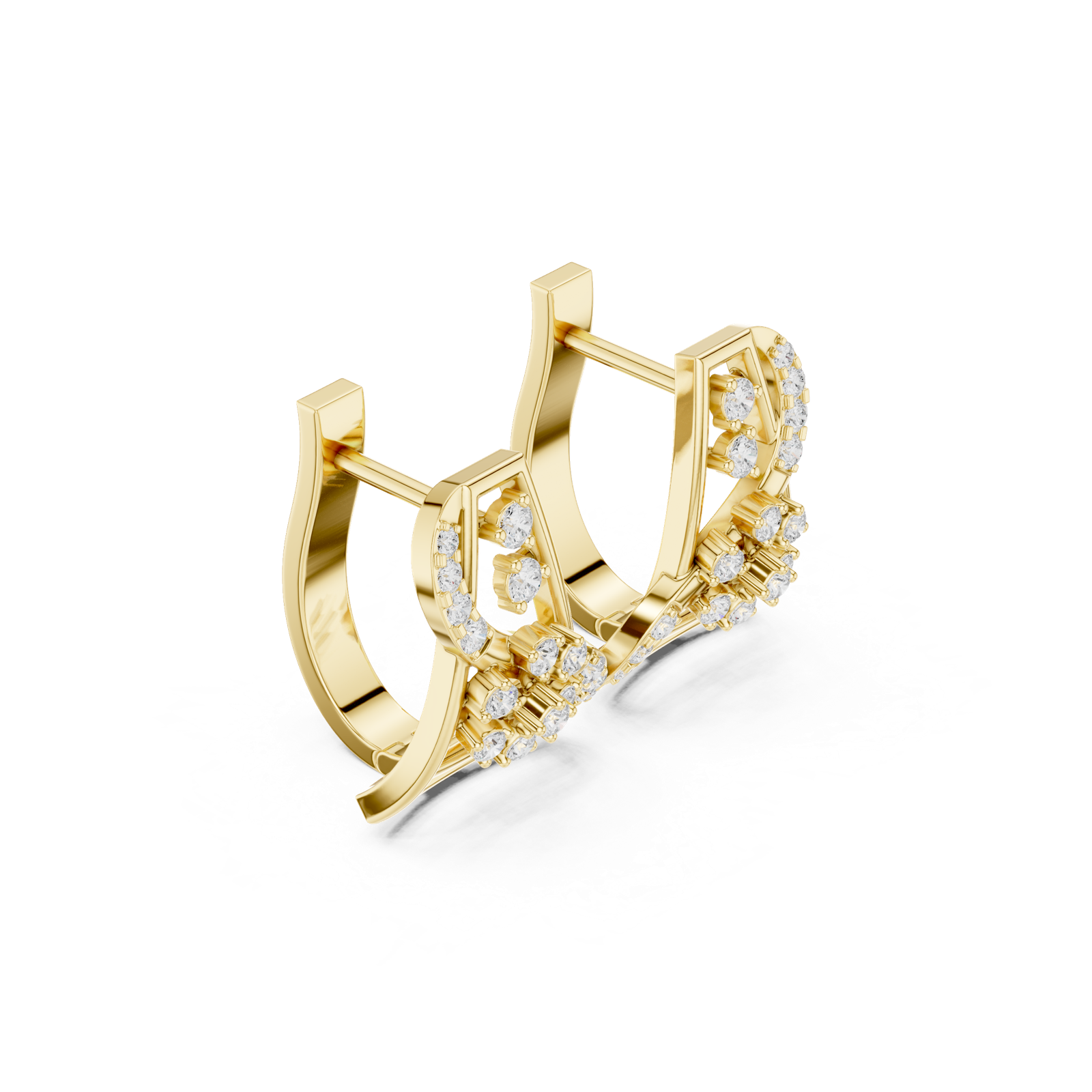 14K Solid Gold Lab Diamond Cluster Earrings, Yellow Gold, view 1