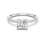 Gold Jewelry L36-15, Princess center stone, White Gold