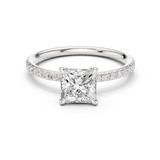 Gold Jewelry L36-15, Princess center stone, White Gold