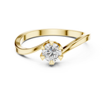 14K Solid Gold Lab Diamond Crossover Ring, Yellow Gold