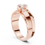 14K Solid Gold Lab Diamond Solitaire Ring, Rose Gold, view 1