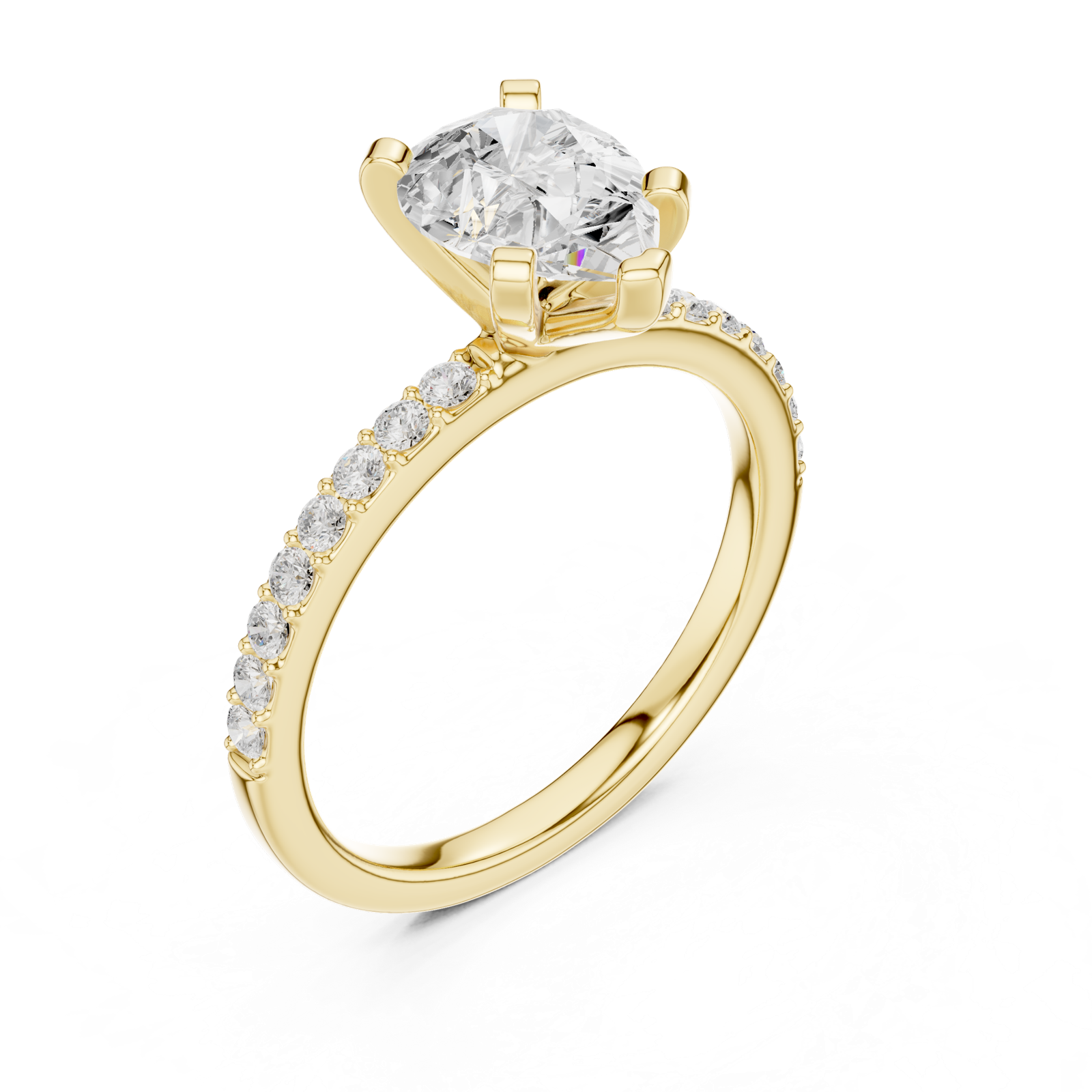 Gold Ring DDLR-040, Pear center stone, Yellow Gold, view 2