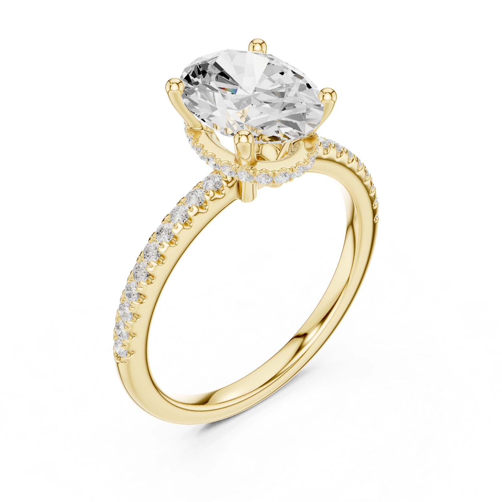 Gold Ring DDLR-177, Oval center stone, Yellow Gold, view 2