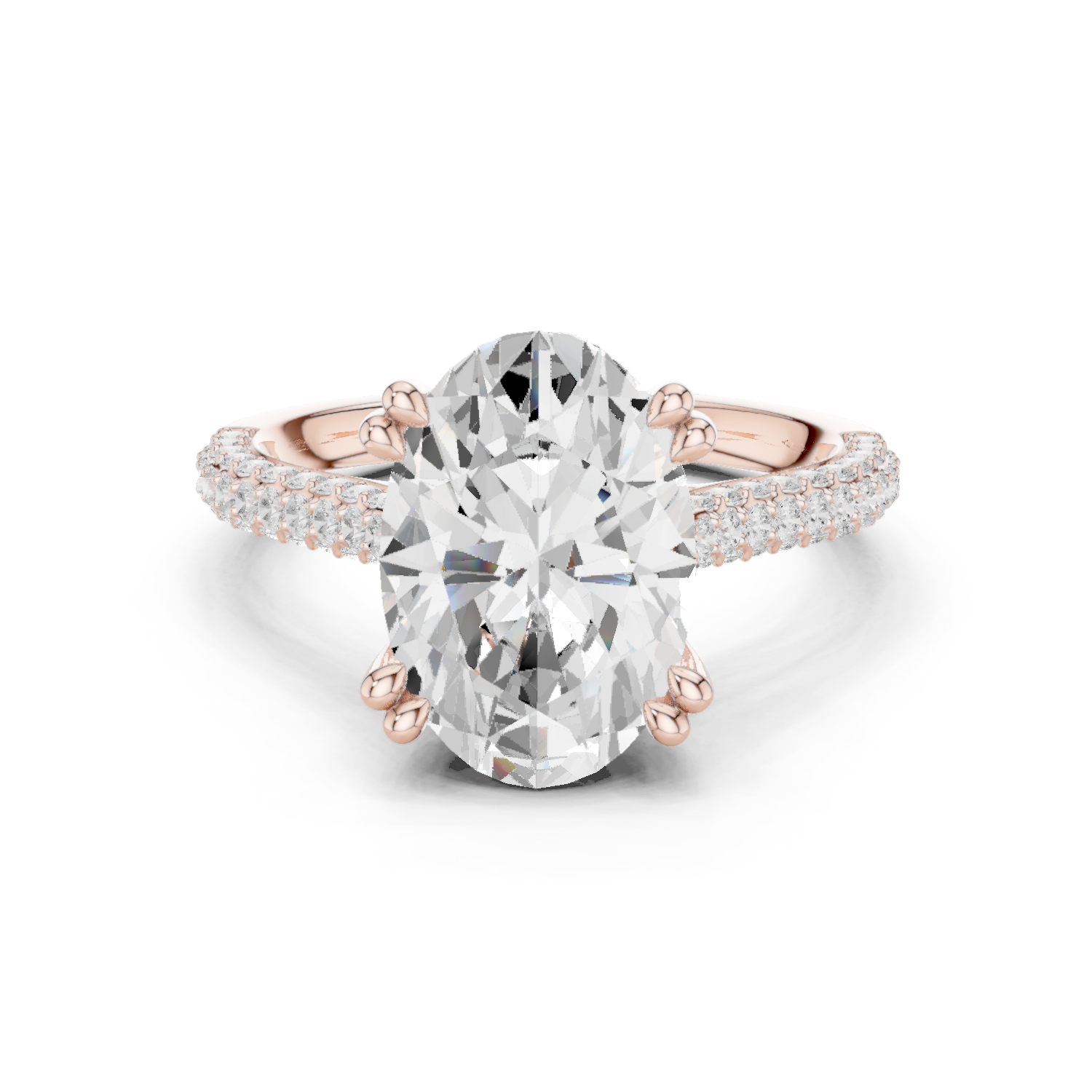 Gold Ring DDLR-260, Oval center stone, Rose Gold