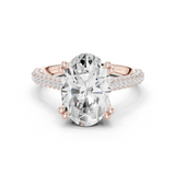 Gold Ring DDLR-260, Oval center stone, Rose Gold