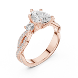 Gold Ring DDLR-281, Pear center stone, Rose Gold, view 2