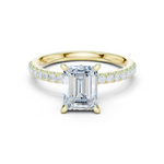 Gold Ring, Emerald center stone, Yellow Gold