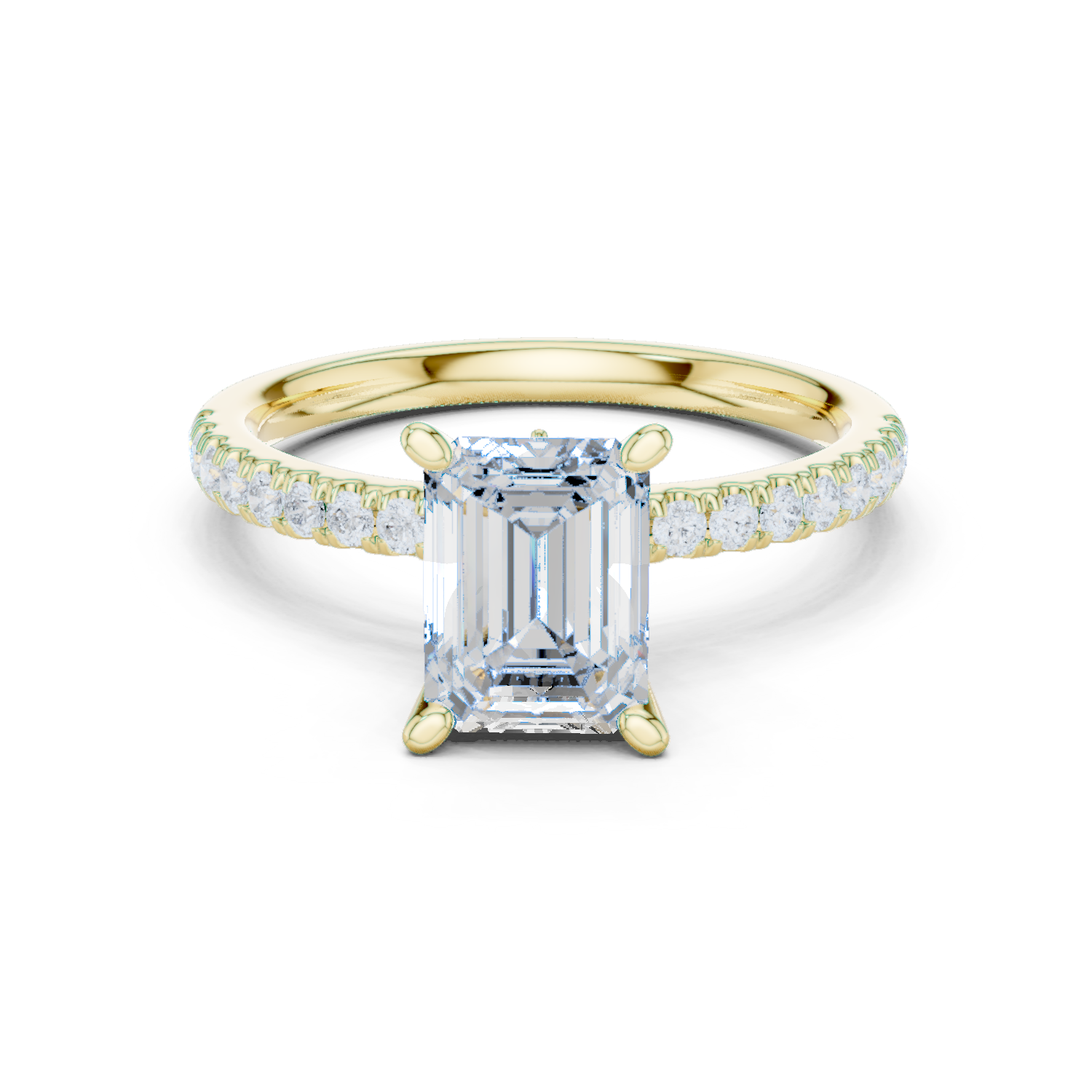 Gold Ring, Emerald center stone, Yellow Gold