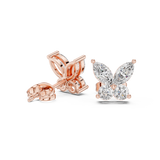 14K Solid Gold Lab Diamond Butterfly Cluster Earrings, Rose Gold, view 1