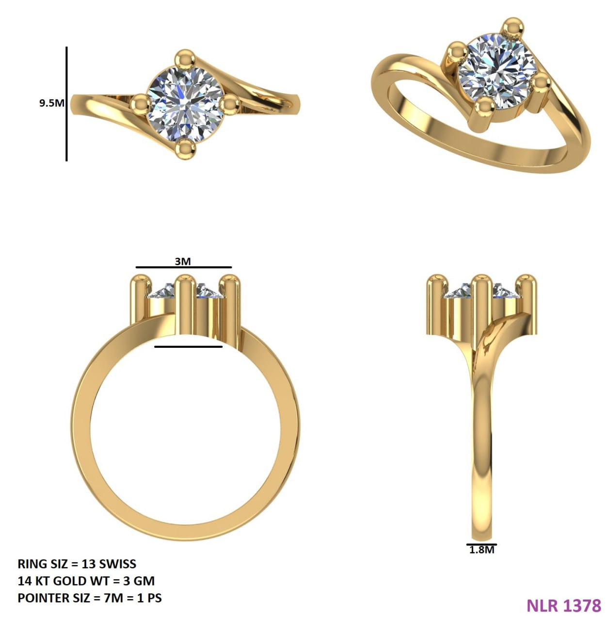Gold Ring DDLR-804, Yellow Gold, view 50
