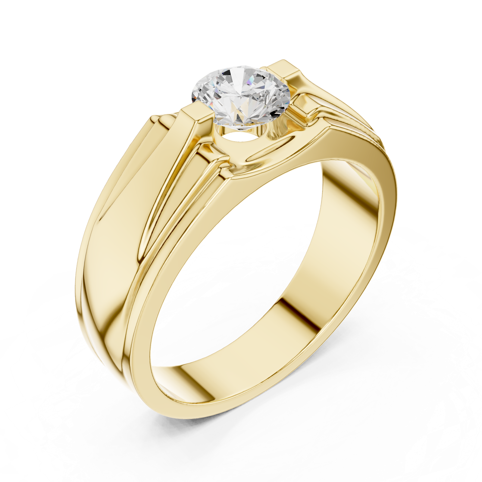 14K Solid Gold Lab Diamond Solitaire Ring, Yellow Gold, view 2