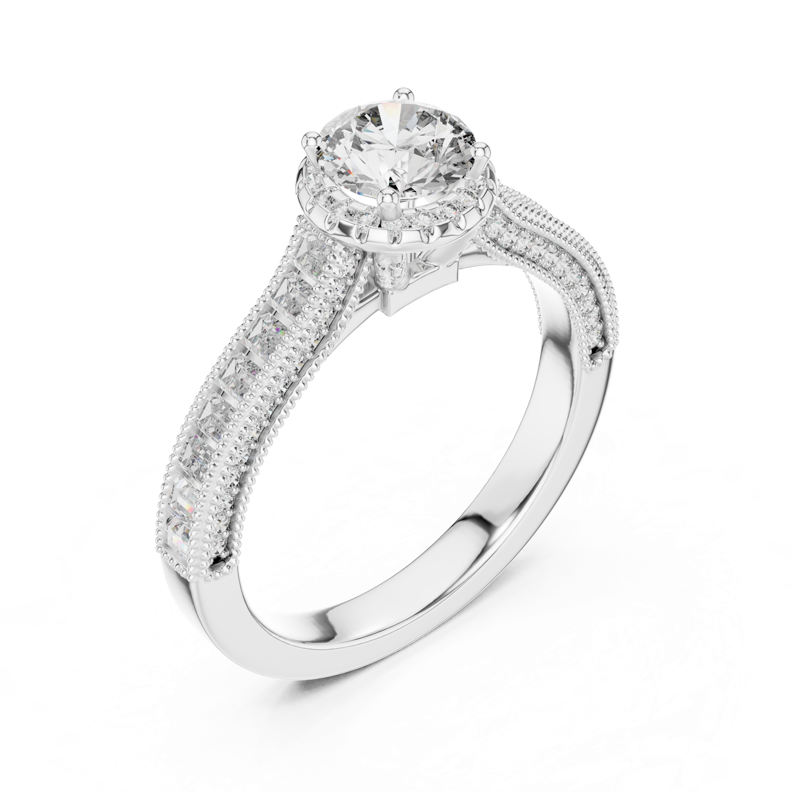 Gold Ring LR-0206, White Gold, view 2