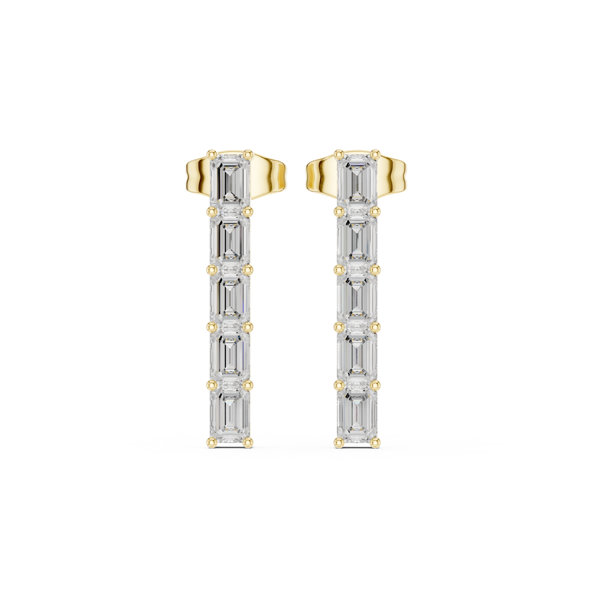 14K Solid Gold Lab Diamond Hoop Earrings, Yellow Gold