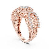 14K Solid Gold Lab Diamond Halo Ring, Rose Gold, view 1
