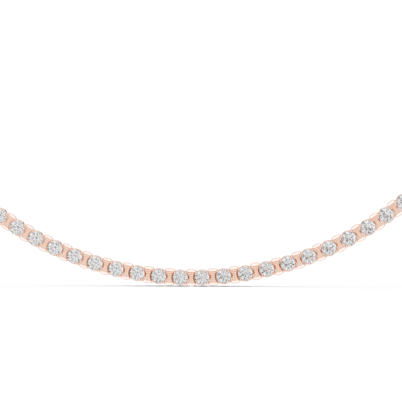 14K Solid Gold Lab Diamond Tennis Necklace, Rose Gold, view 4