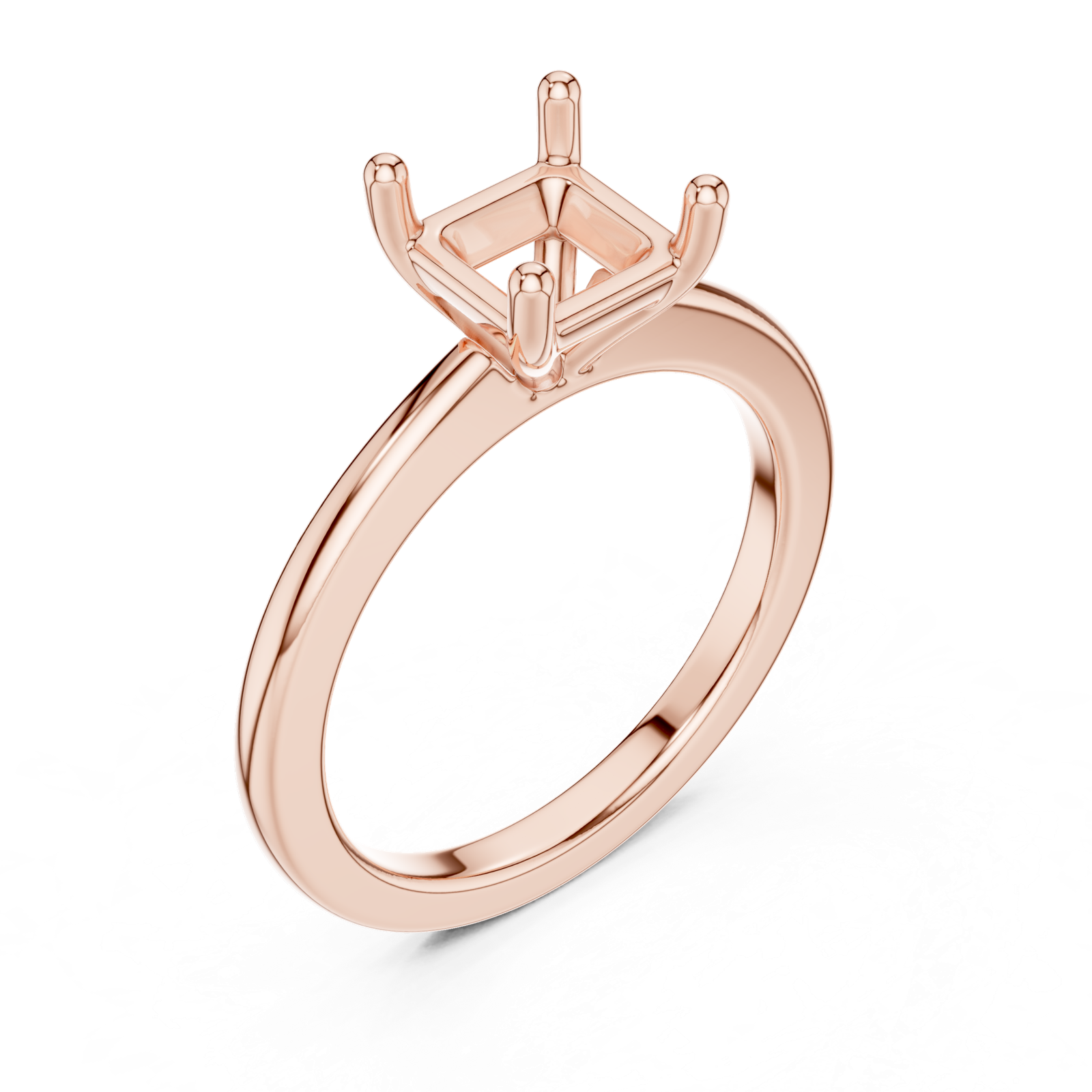 Gold Ring DDLR-032, Asscher center stone, Rose Gold, view 2