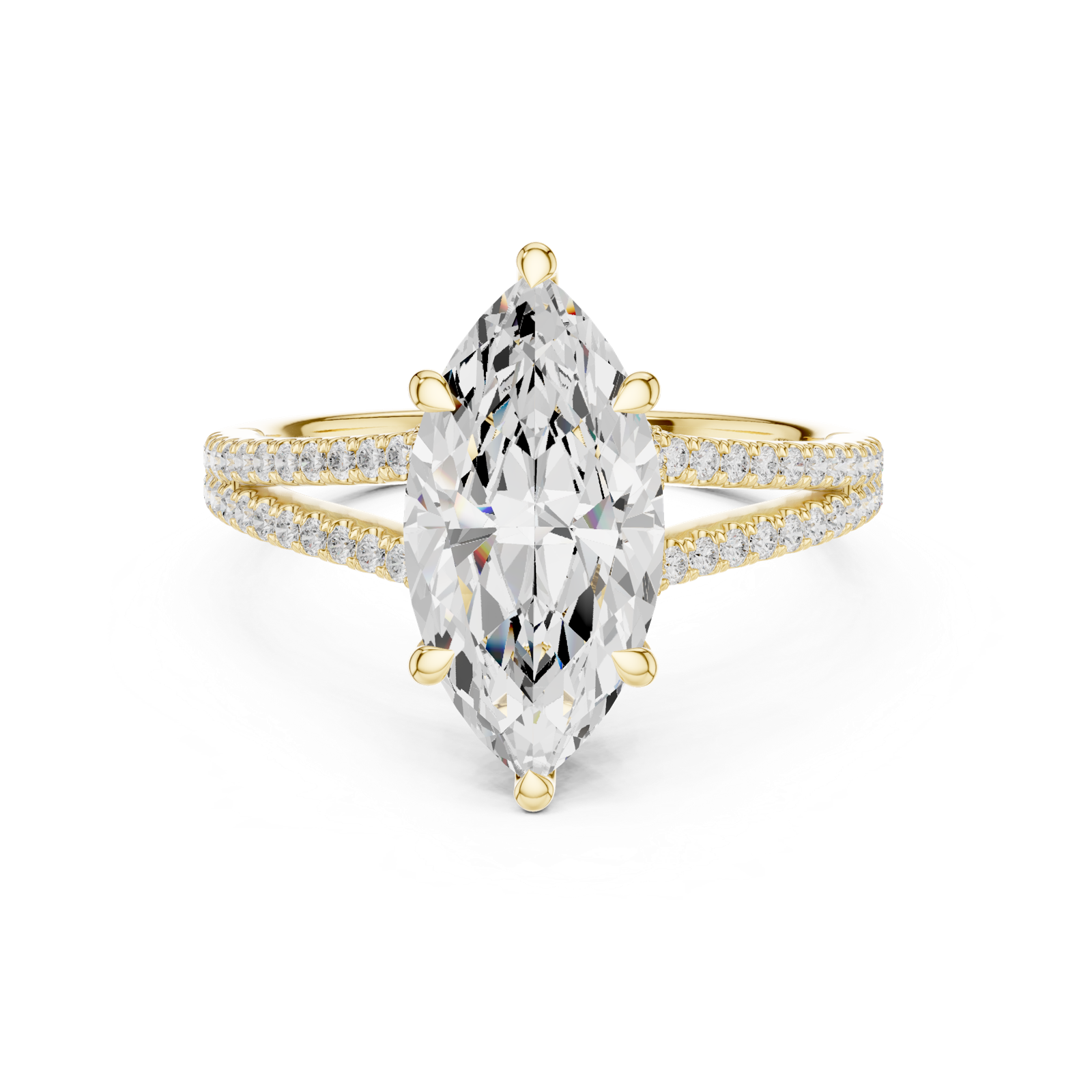 Gold Ring DDLR-252, Marquise center stone, Yellow Gold, view 4
