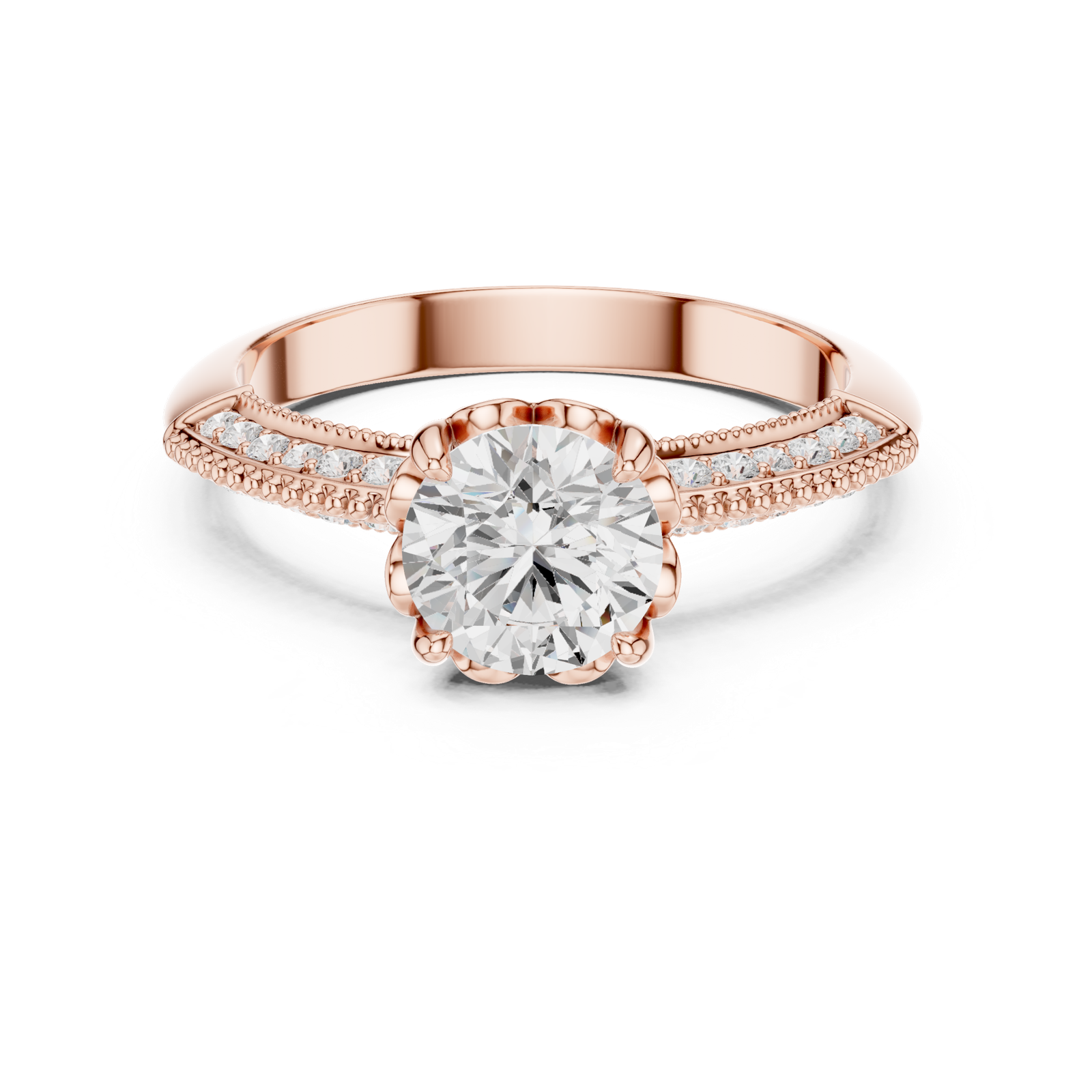 Gold Ring DDLR-685, Rose Gold, view 4