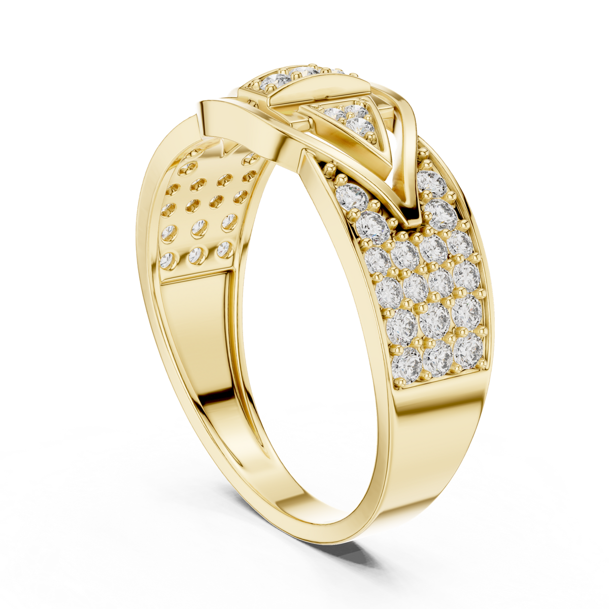 14K Solid Gold Lab Diamond Signet Ring, Yellow Gold, view 1