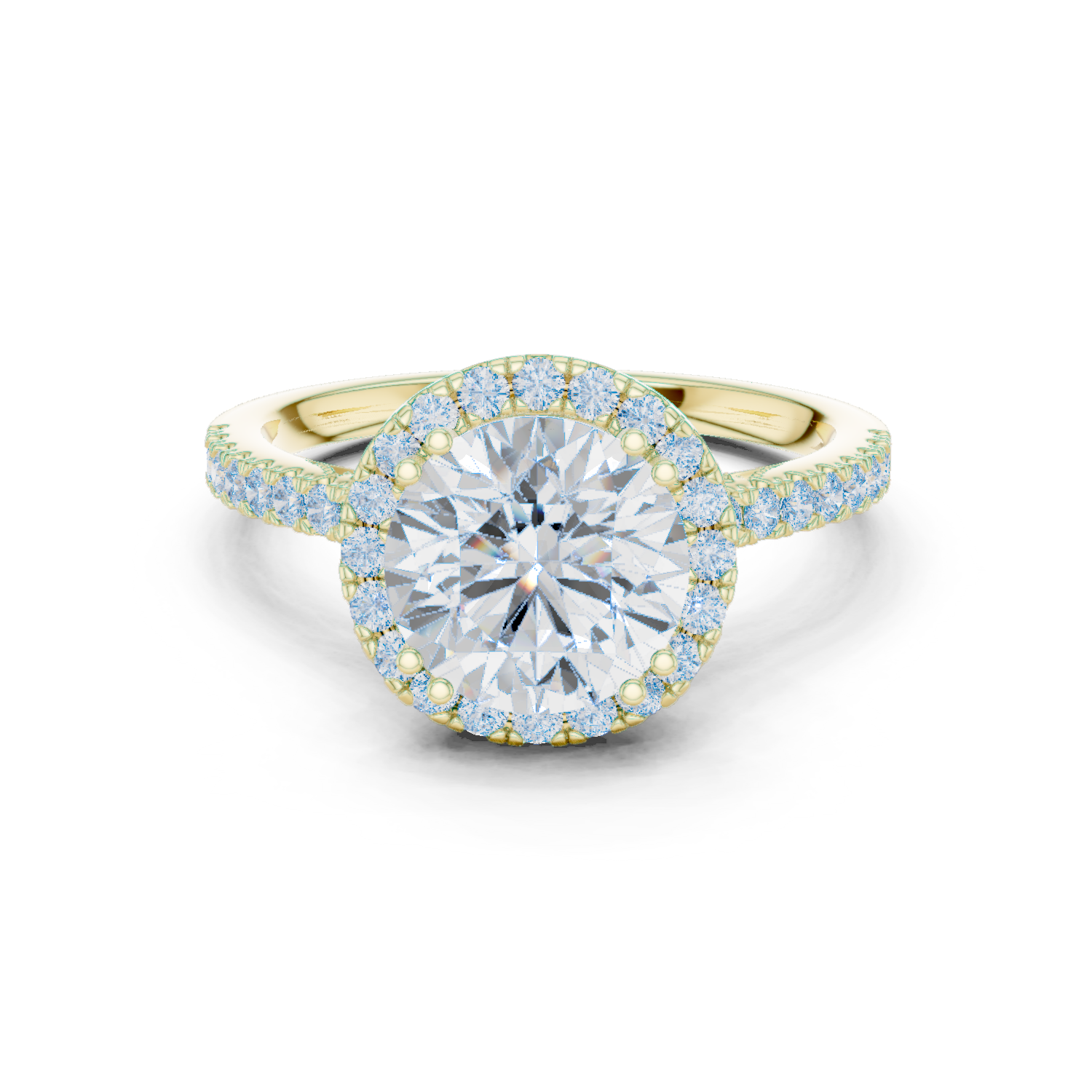 Gold Ring DDLR-255, Round center stone, Yellow Gold