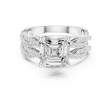 Gold Ring, Asscher center stone, White Gold, view 4