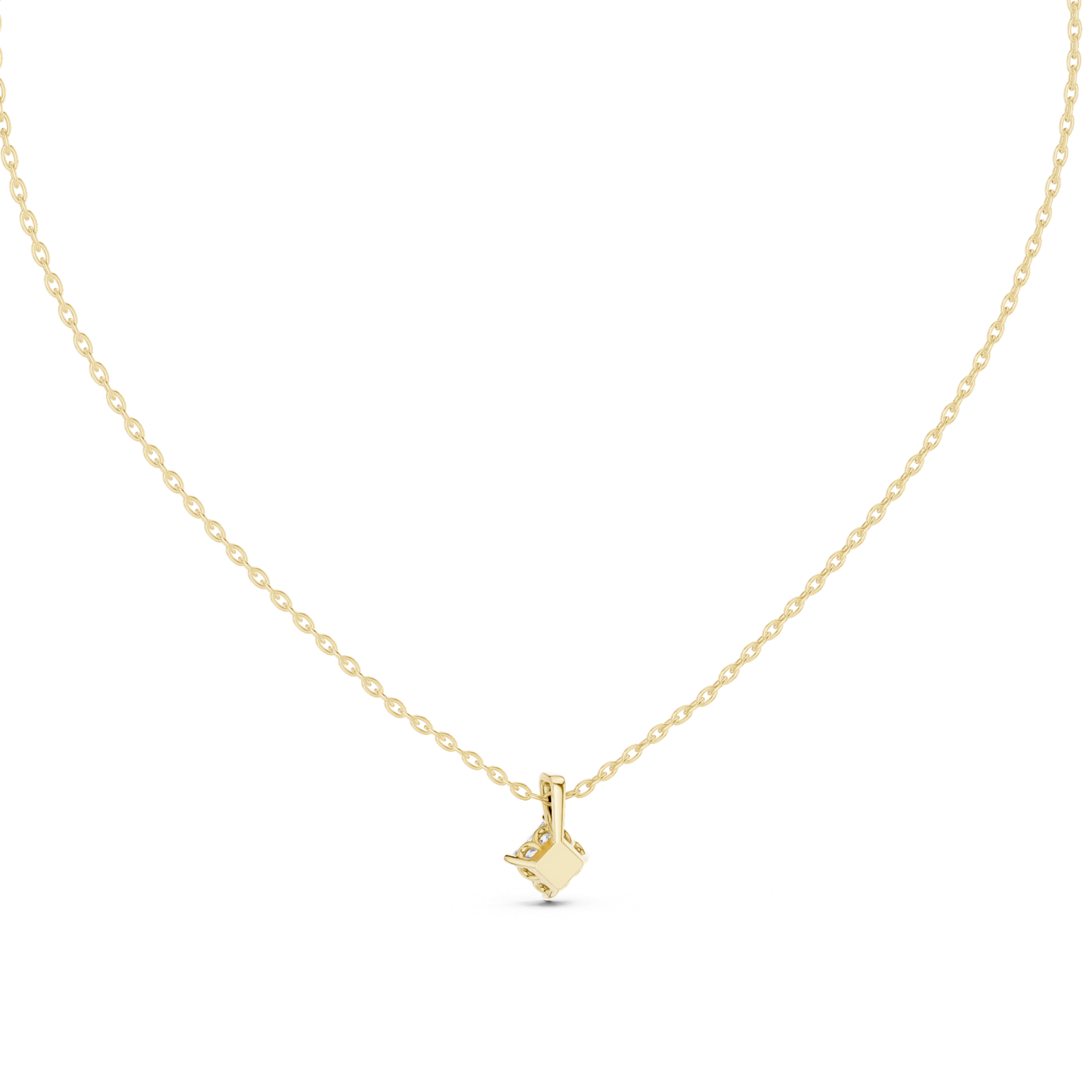 14K Solid Gold Lab Diamond Solitaire Pendant Necklace, Yellow Gold, view 4