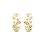 14K Solid Gold Lab Diamond Cluster Earrings, Yellow Gold
